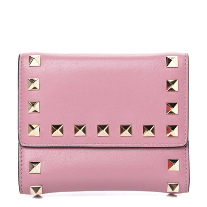 Valentino Garavani Calfskin Bi-Fold Rockstud Wallet Antique Rose 1 of 10