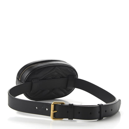 Gucci Calfskin Matelasse GG Marmont Belt Bag 85 34 Black 3 of 11