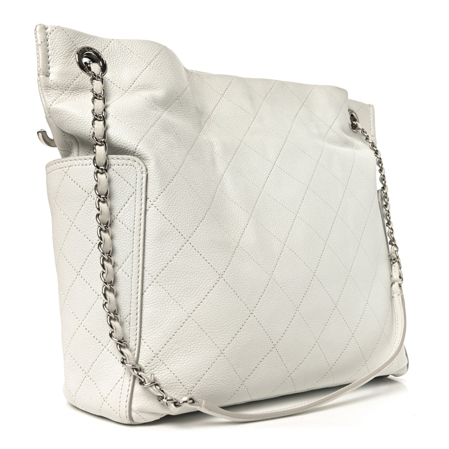 Caviar Stitched CC Pocket Tote White