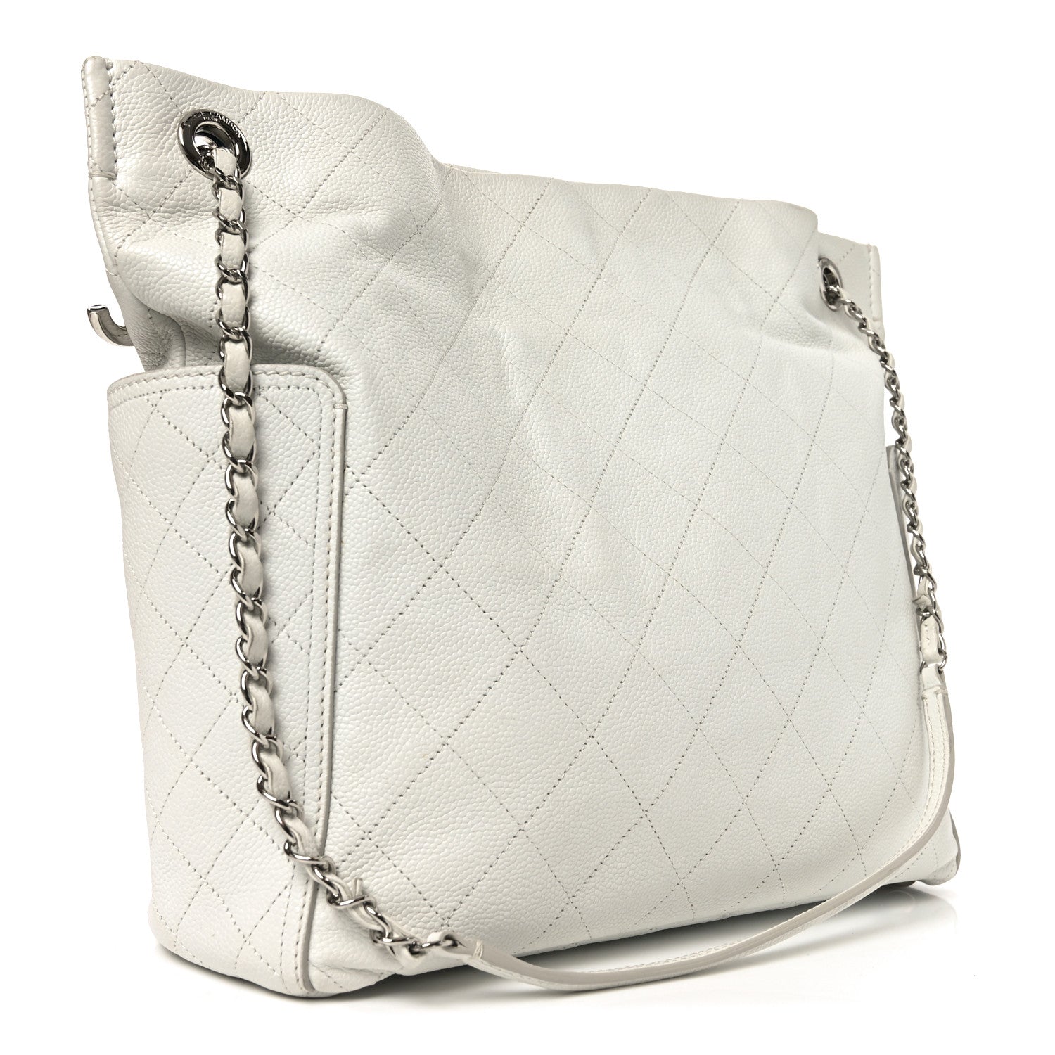 Chanel Caviar Stitched CC Pocket Tote White 3 of 10