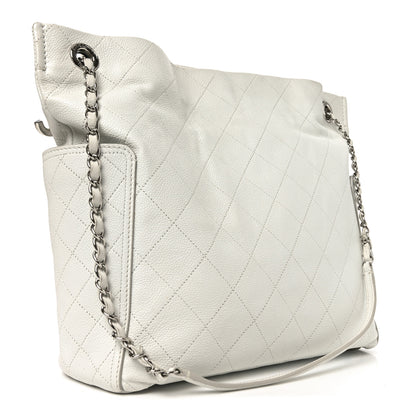 Chanel Caviar Stitched CC Pocket Tote White 3 of 10