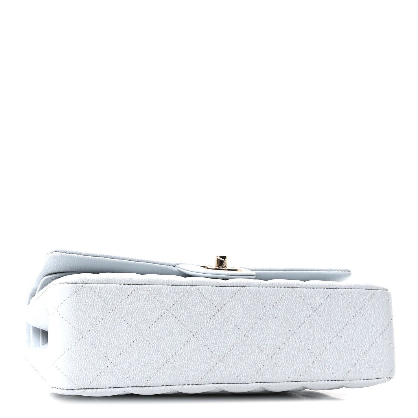 Caviar Quilted Medium Double Flap Light Blue