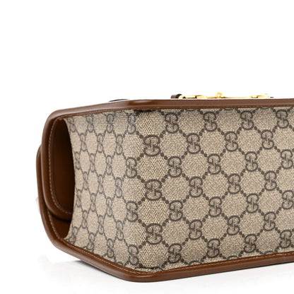 Gucci GG Supreme Monogram Azalea Calfskin Mini Horsebit 1955 Foldover Top Handle Bag Beige Ebony Brown Sugar 9 of 10