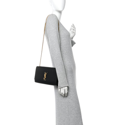 Saint Laurent Grain De Poudre Medium Classic Monogram Kate Satchel Black 2 of 9