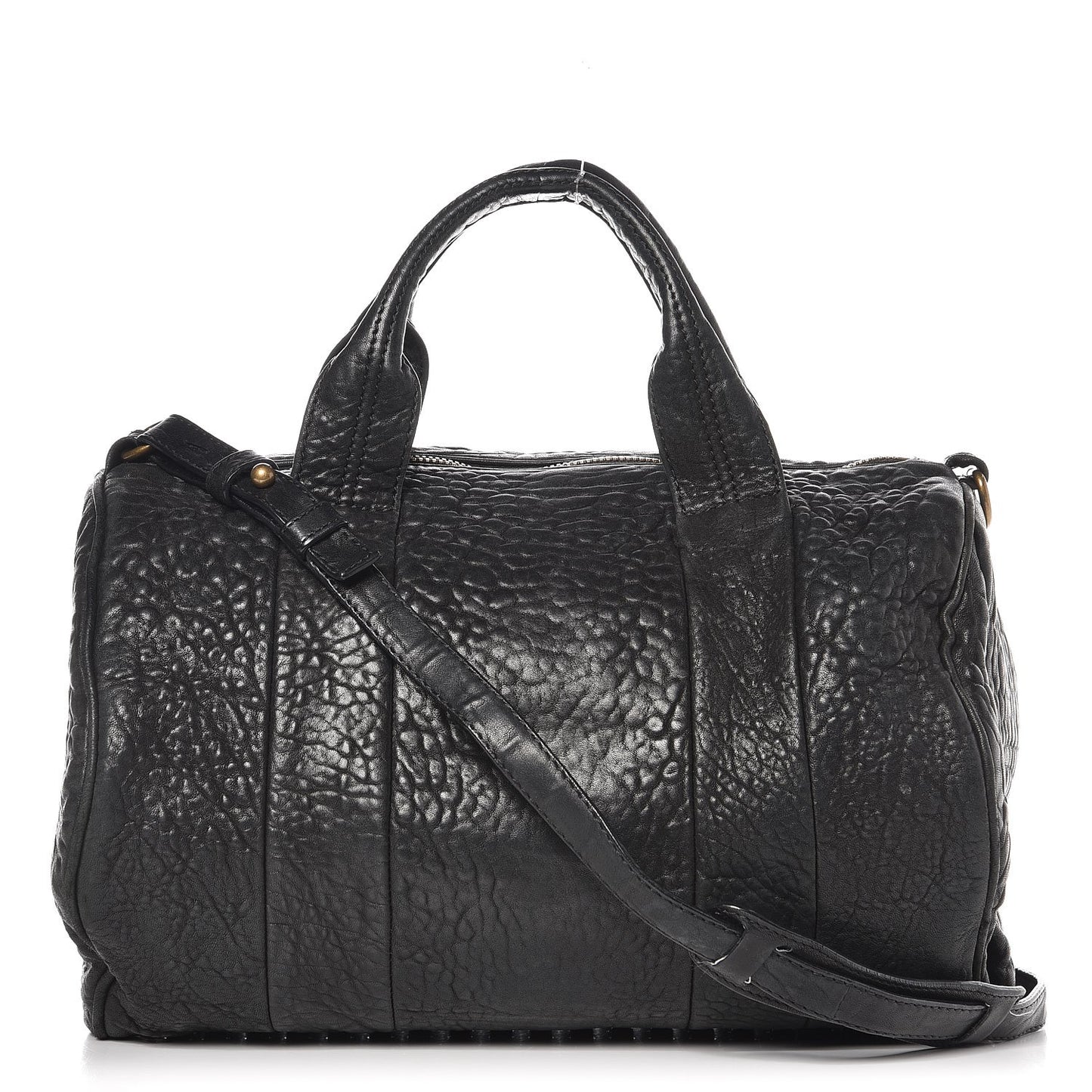Pebbled Lambskin Rocco Black Antique Brass Hardware