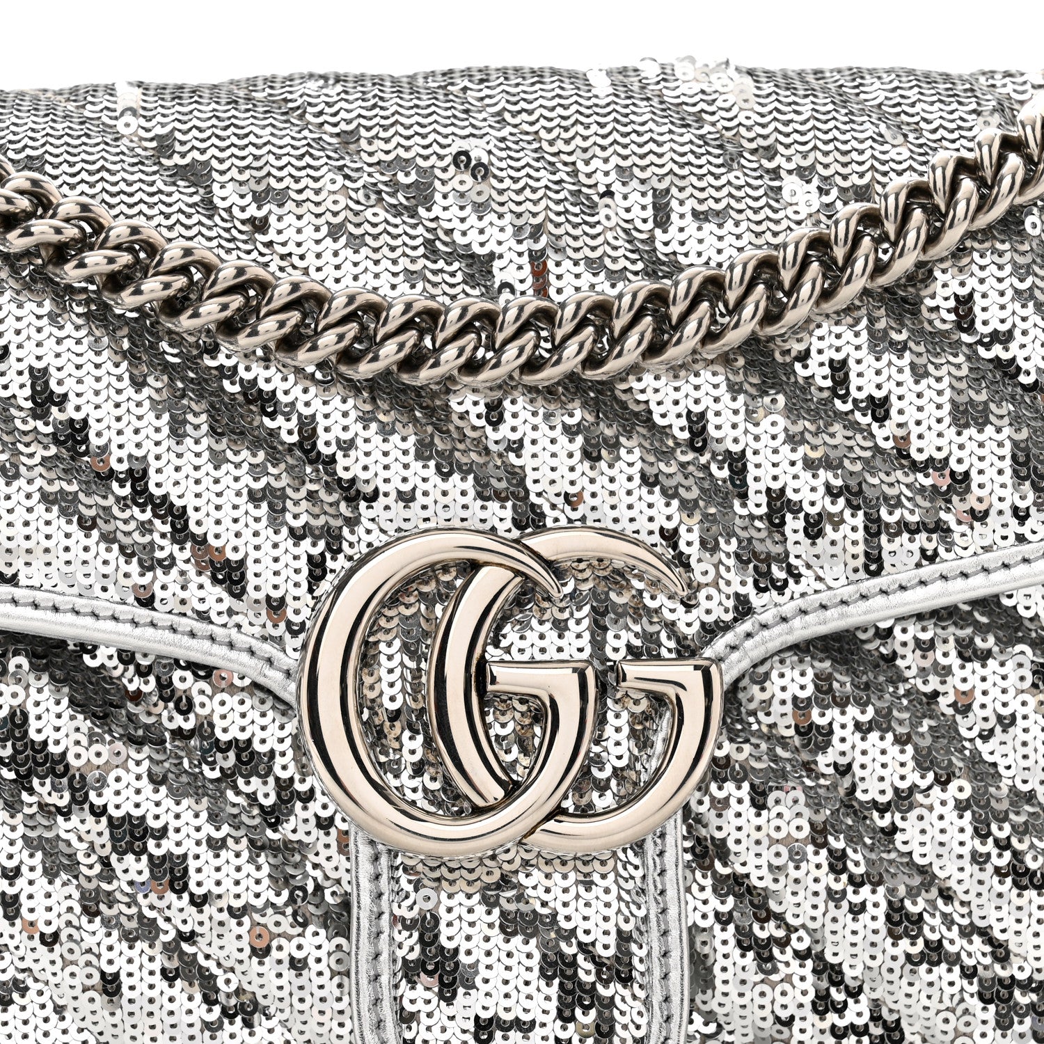 Gucci Sequin Matelasse Small GG Marmont Shoulder Bag Silver 5 of 11