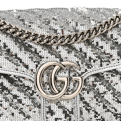 Gucci Sequin Matelasse Small GG Marmont Shoulder Bag Silver 5 of 11
