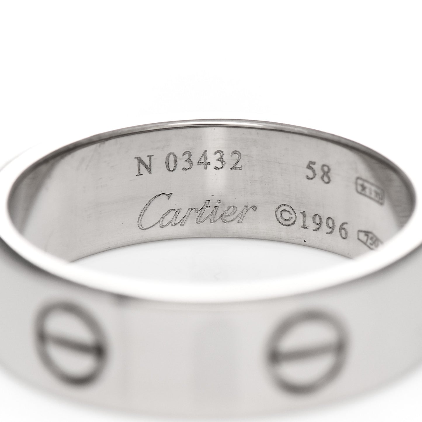 18K White Gold 6mm LOVE Ring 58 8.25