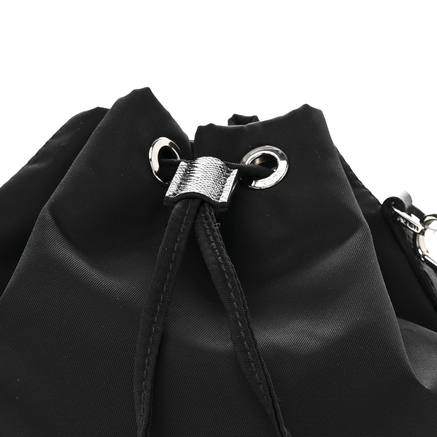 Re-Nylon Saffiano Bucket Wristlet Black