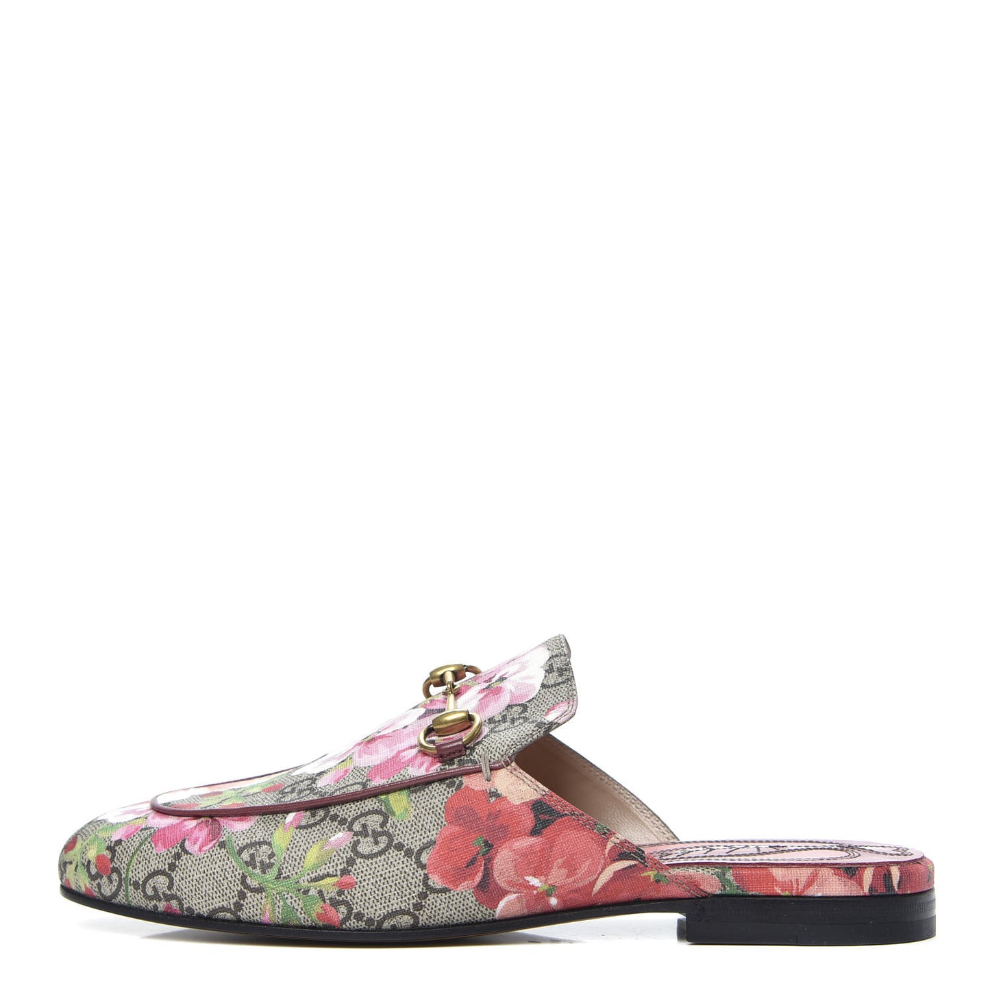 GG Supreme Monogram Blooms Womens Princetown Slippers 37 Beige Multicolor Dry Rose