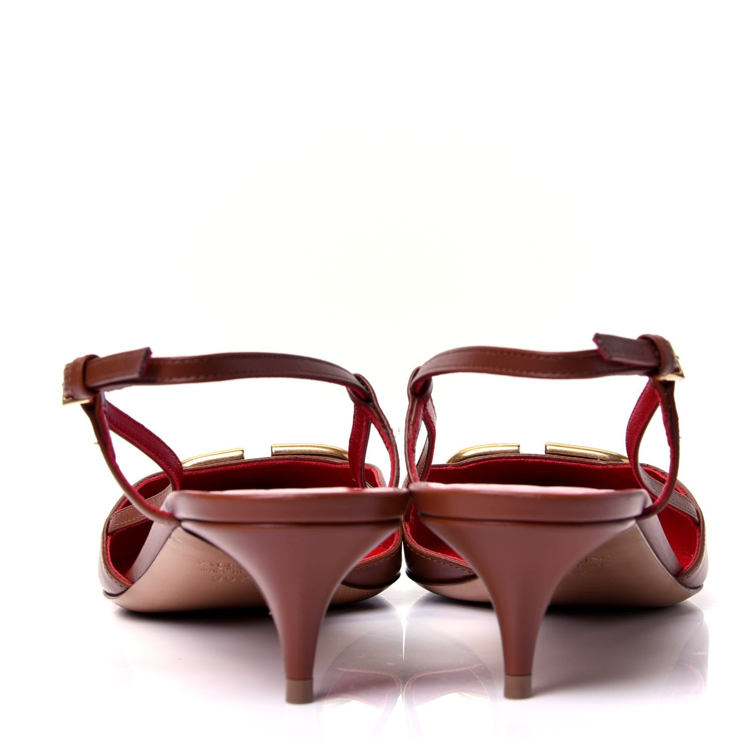 Valentino Garavani Calfskin Vlogo Slingback 40mm Pumps 39.5 Gingerbread 6 of 9