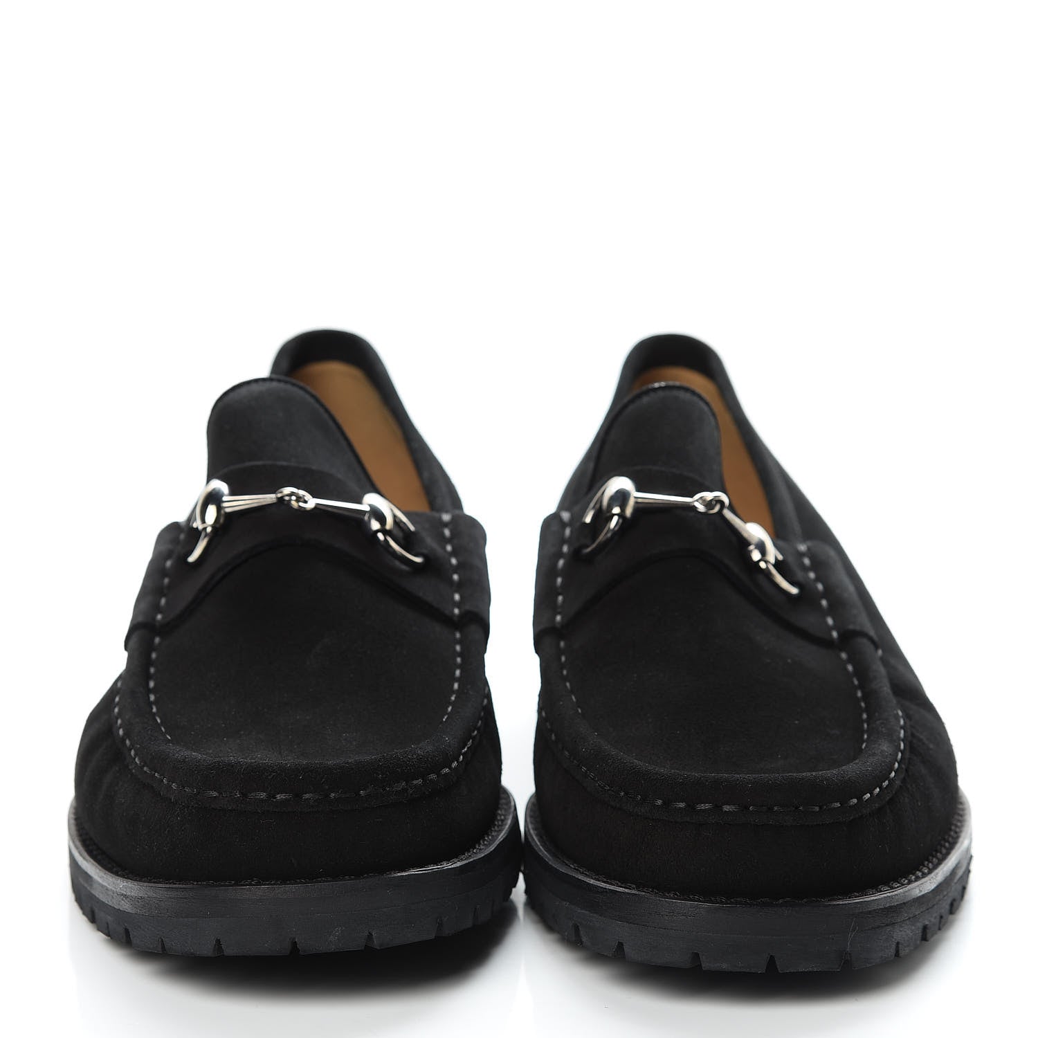Gucci Suede Mens Horsebit Lug Sole Loafers 12 Black 2 of 13