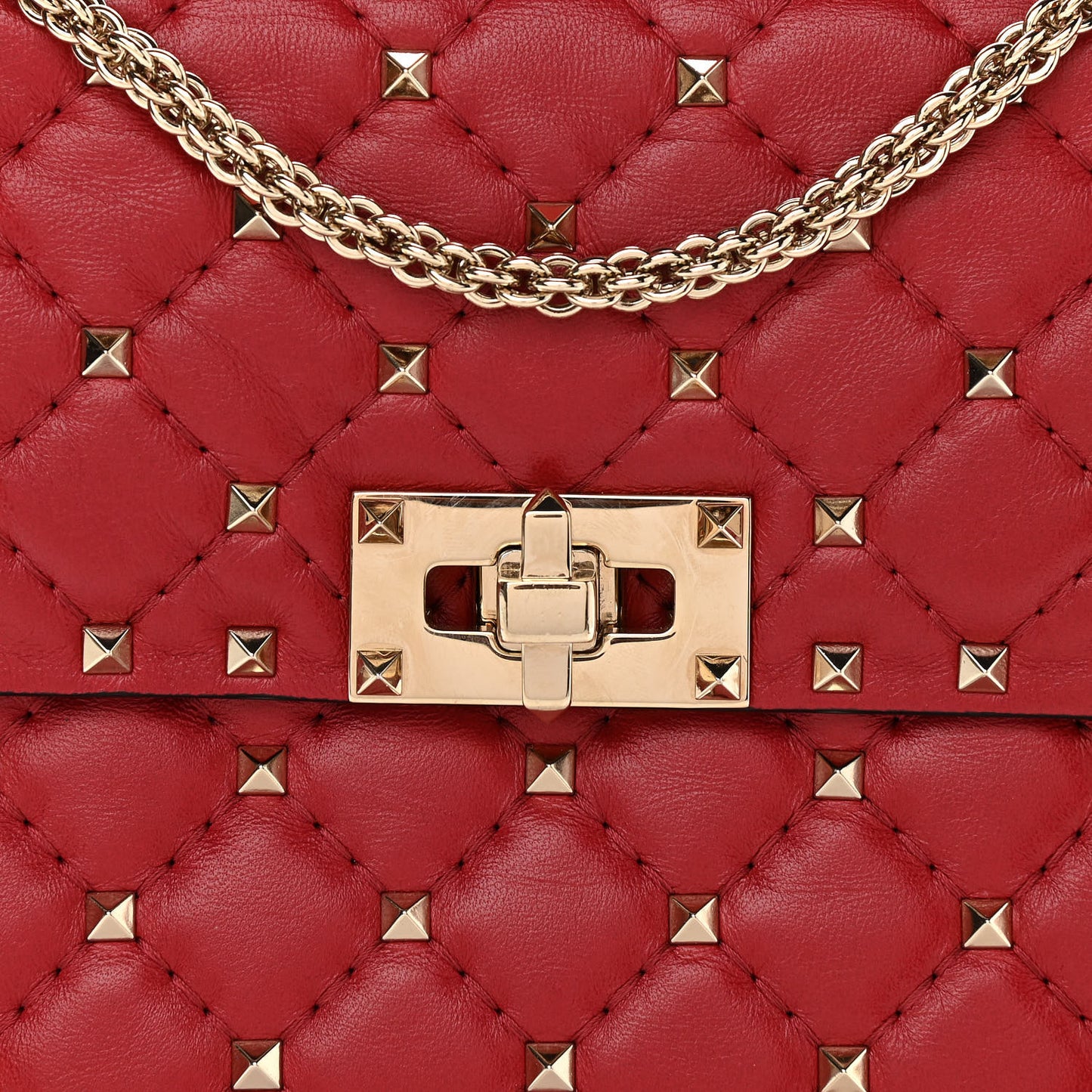 Nappa Medium Rockstud Spike Shoulder Bag Rosso Valentino
