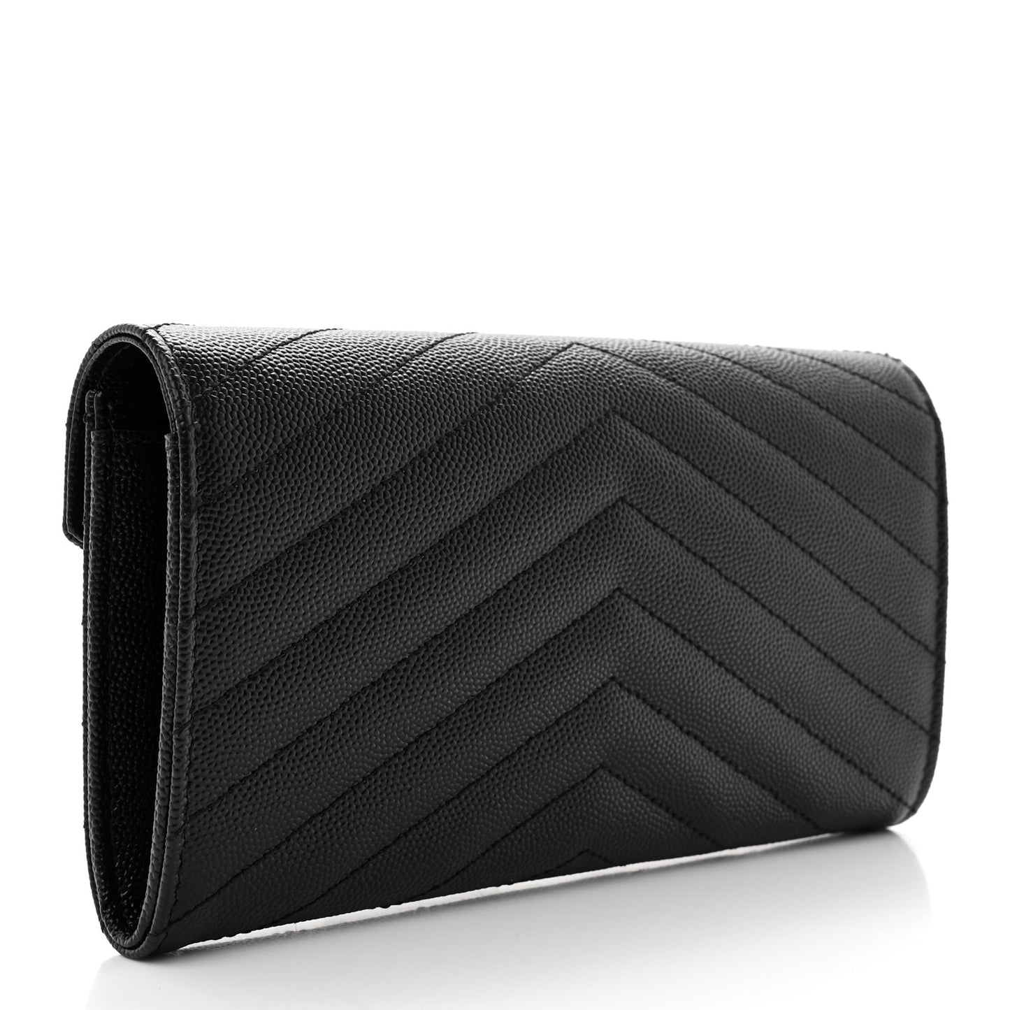Grain De Poudre Matelasse Chevron Monogram Flap Wallet Black