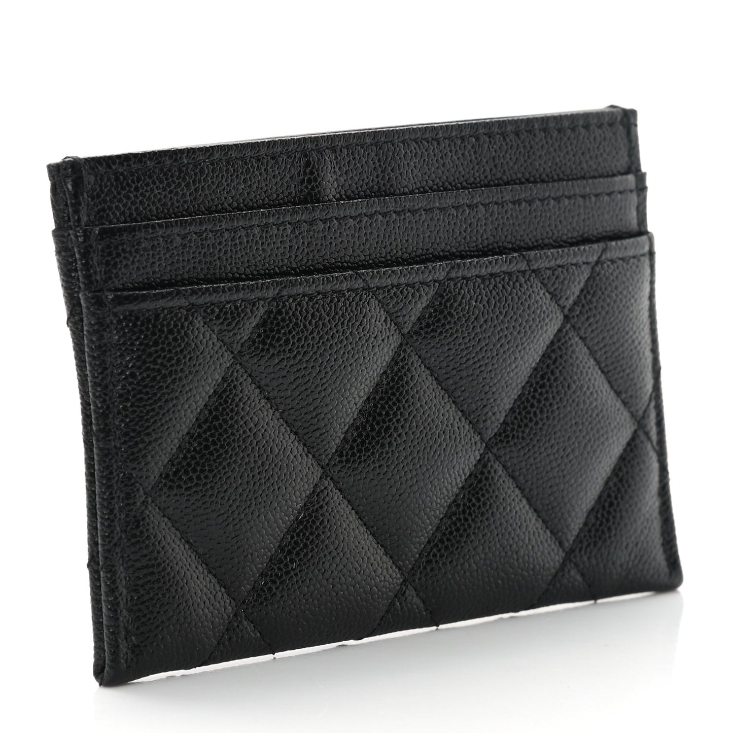 Caviar Quilted Studded CC Card Holder Black