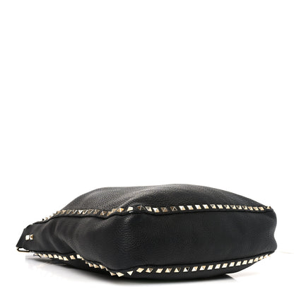 Valentino Garavani Pebbled Calfskin Large Rockstud Flip-Lock Messenger Bag Black 3 of 11