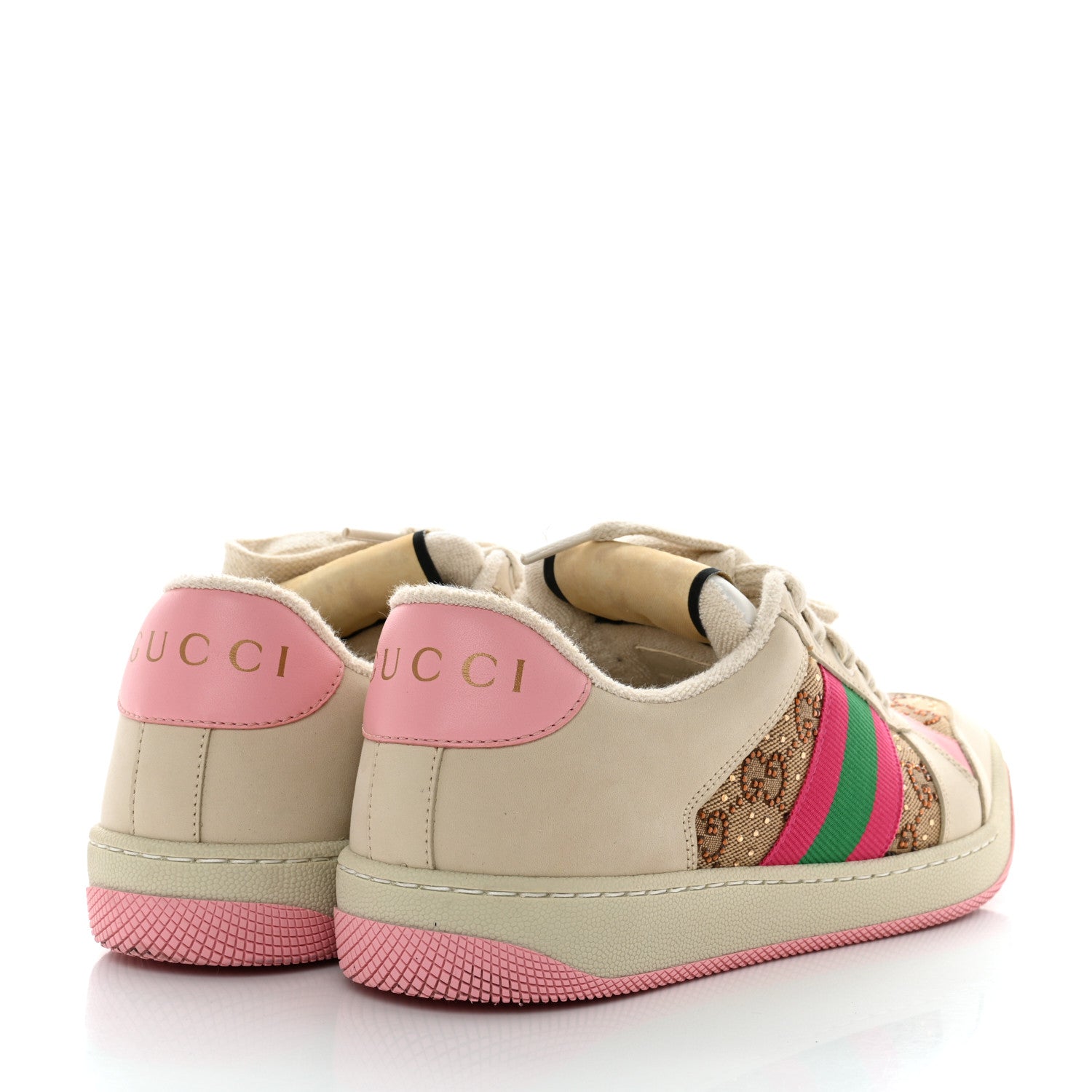 Gucci GG Monogram Nubuck Web Womens Screener Sneakers 37 New Sand Dusty Milk Pink 4 of 9