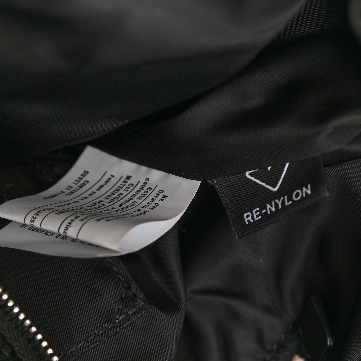 Re-Nylon Triangle Padded Tote Bag Black