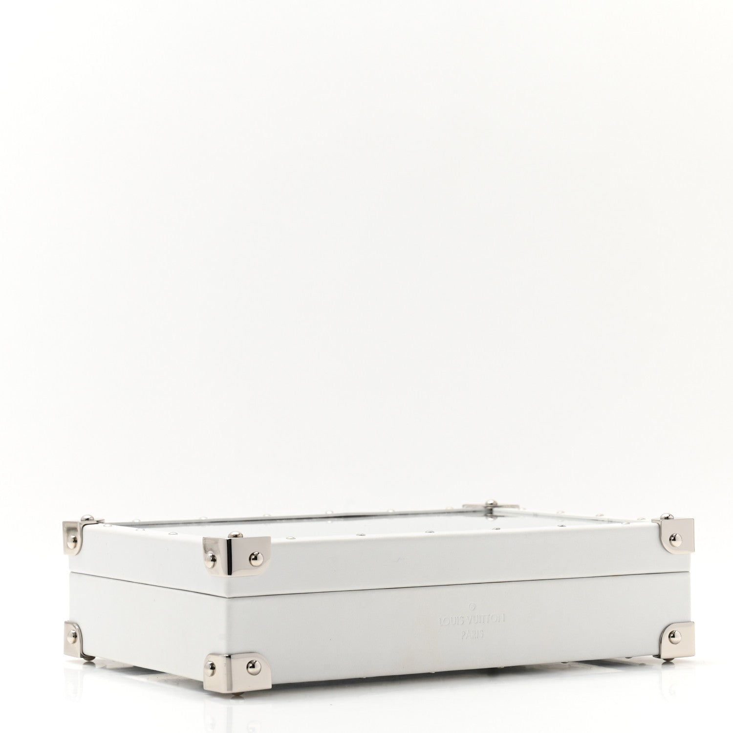 Louis Vuitton Calfskin Mirror Monogram Etched Jewelry Box Trunk White 4 of 9