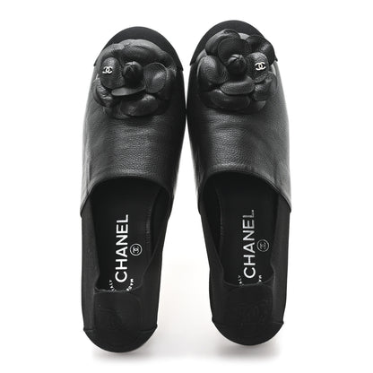 Chanel Calfskin Grosgrain Camellia Mocassin Loafers 41 Black 2 of 11