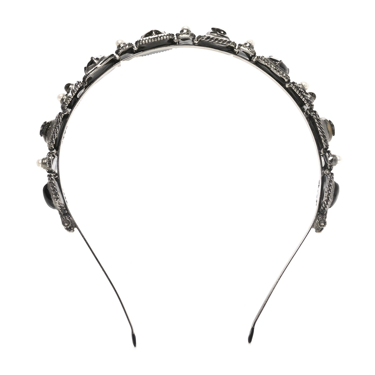 Chanel Ruthenium Pearl Beaded CC Headband 1 of 4