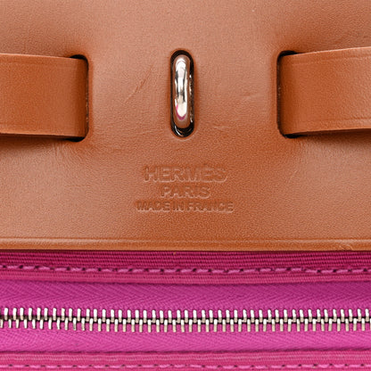 Hermes Toile Militaire Vache Hunter Herbag Zip 31 PM Rose Pourpre Fauve 8 of 17