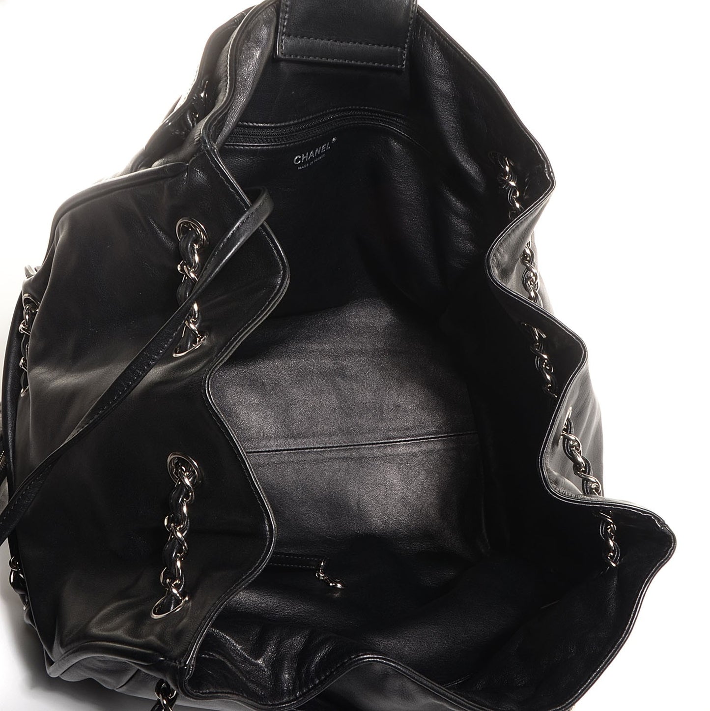Calfskin Diagonal Ligne Large Tote Black