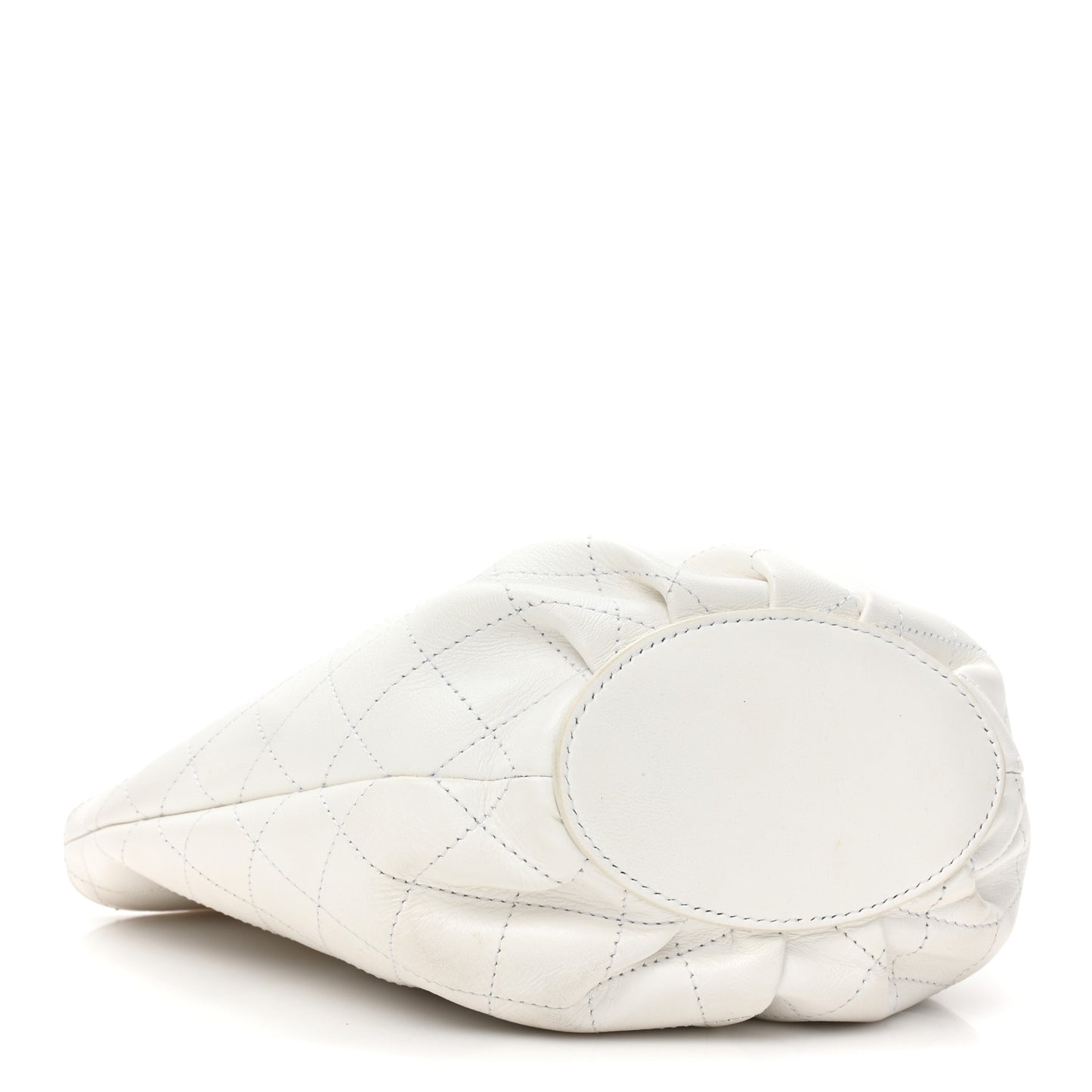 Lambskin Stitched Small Shopping Tote White