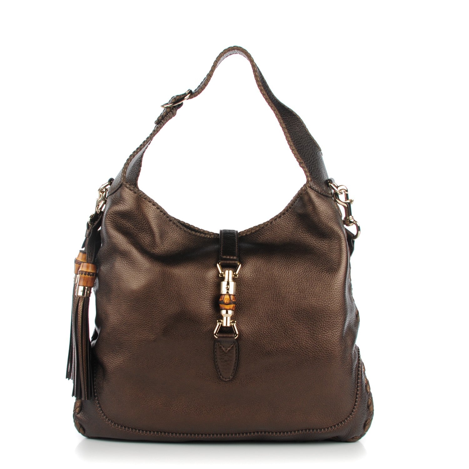 Gucci Calfskin Large New Jackie Shoulder Bag Bronze 1 of 7