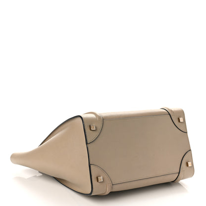 Celine Drummed Calfskin Mini Bi-Color Luggage Navy Dune 4 of 8