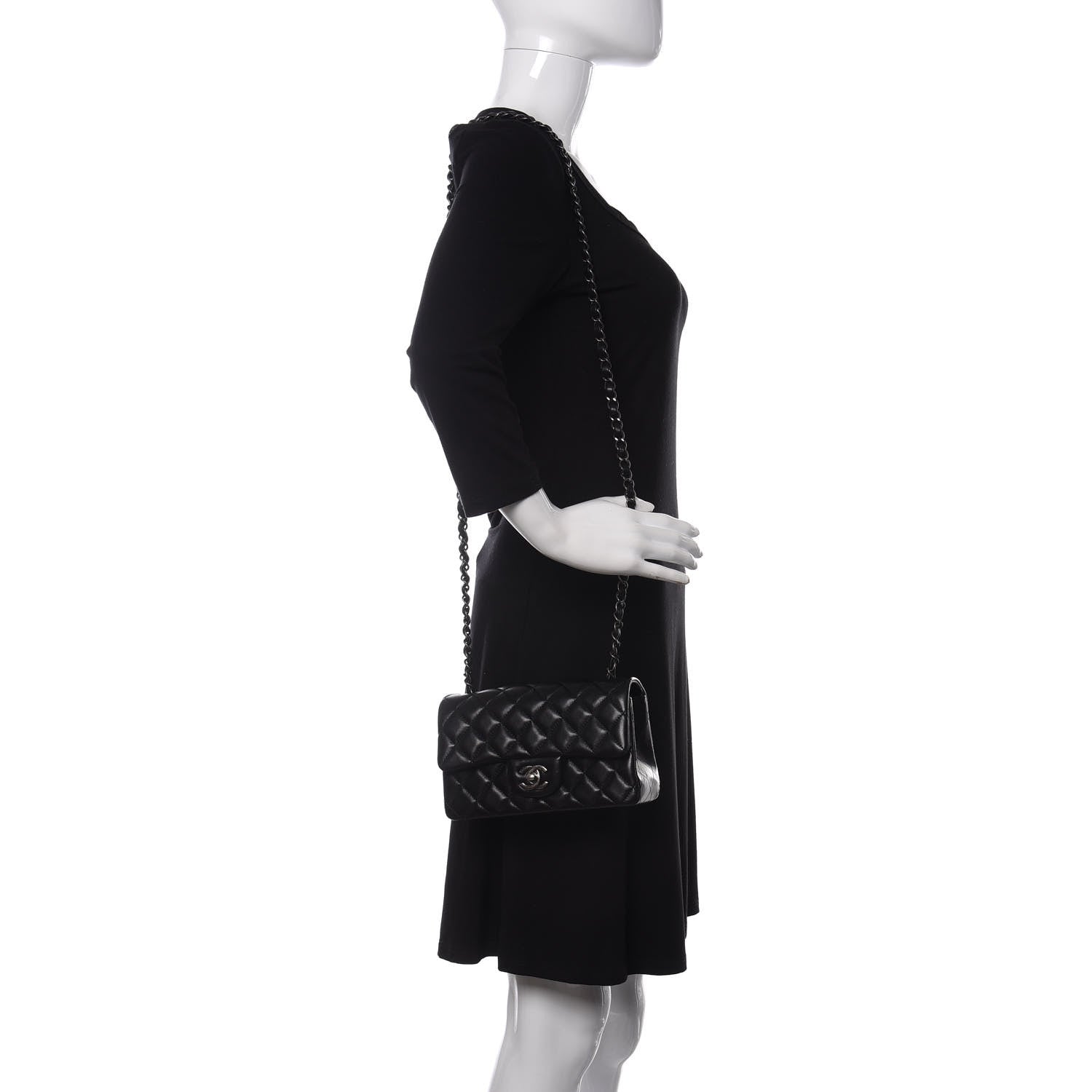 Chanel Lambskin Quilted Mini Rectangular Flap Black 2 of 10