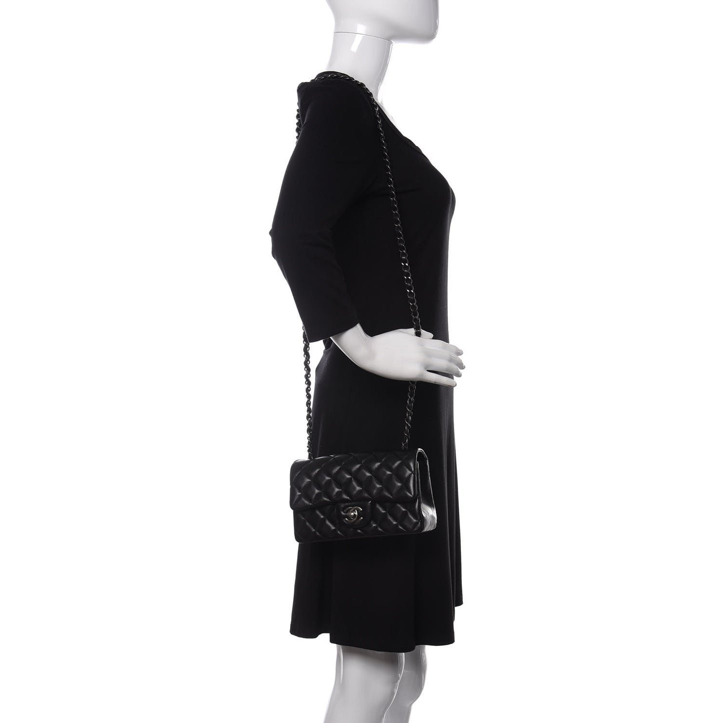 Lambskin Quilted Mini Rectangular Flap Black