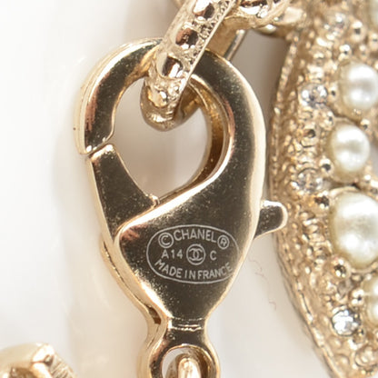 Chanel Crystal Graduated Pearl Multi Strand CC Necklace Gold 5 of 6