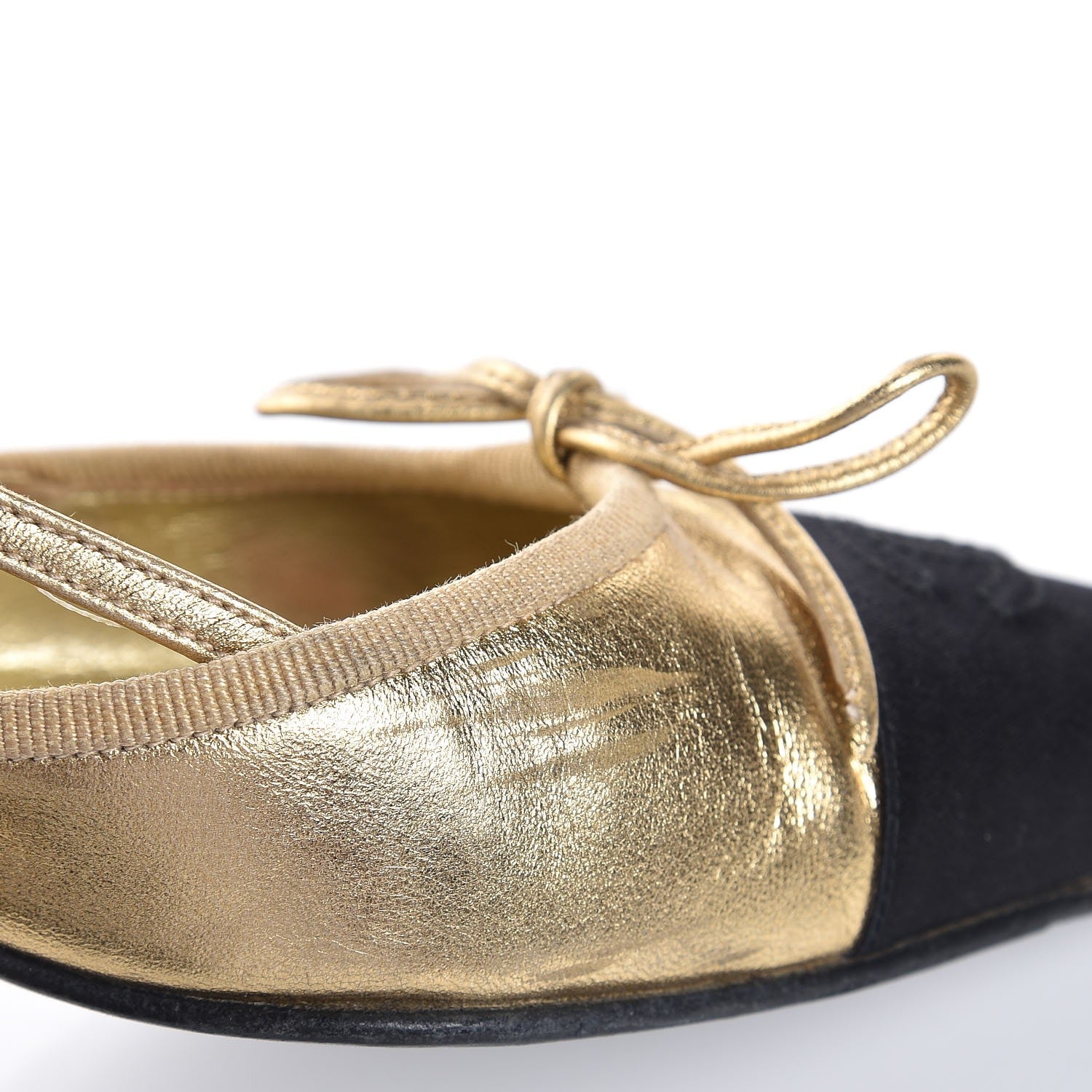 Chanel Metallic Lambskin Satin Slingback Pumps 38 Gold 14 of 17