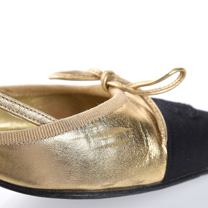 Chanel Metallic Lambskin Satin Slingback Pumps 38 Gold 14 of 17