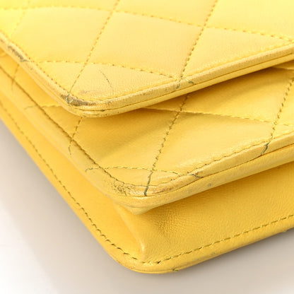 Chanel Lambskin Quilted Wallet on Chain WOC Yellow 10 of 19