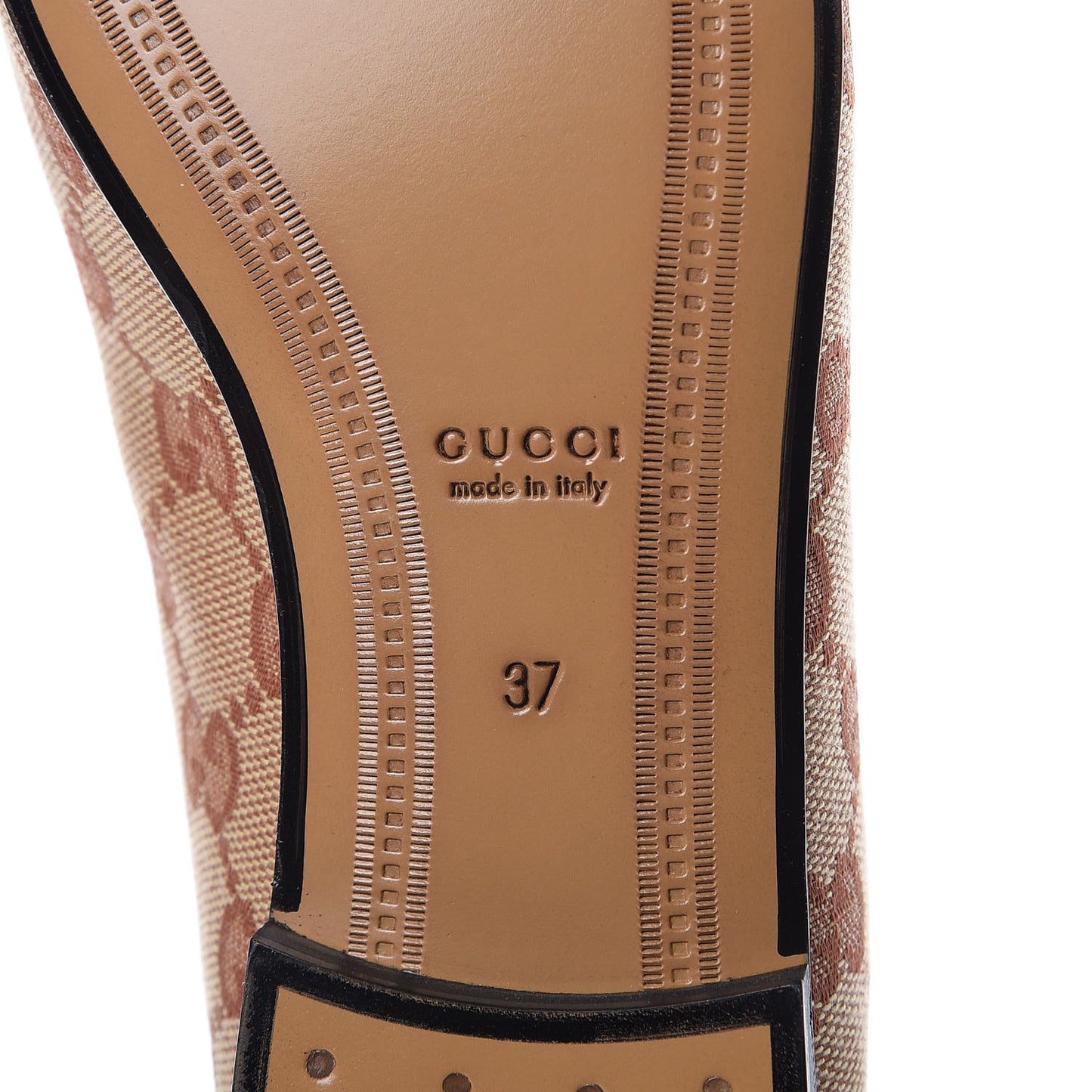 Canvas GG Monogram Horsebit Womens Jordaan Loafers 37 Beige Ruggine Rust