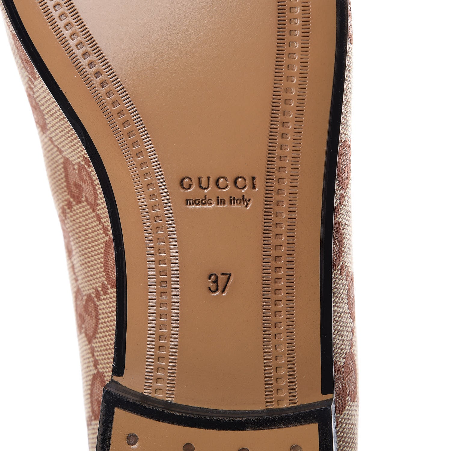 Gucci Canvas GG Monogram Horsebit Womens Jordaan Loafers 37 Beige Ruggine Rust 7 of 9