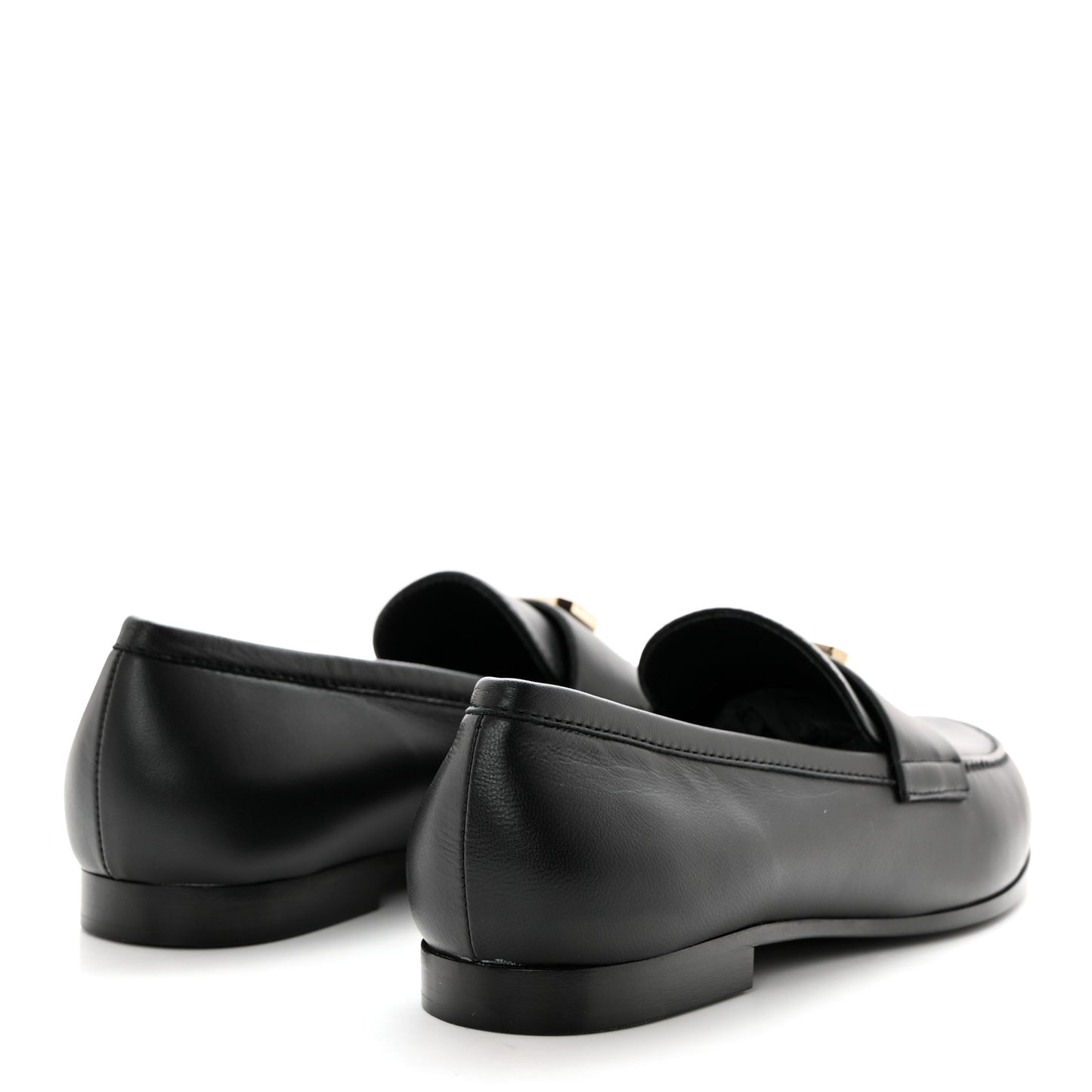 Lambskin Enamel CC Moccasin Loafers 37.5 Black