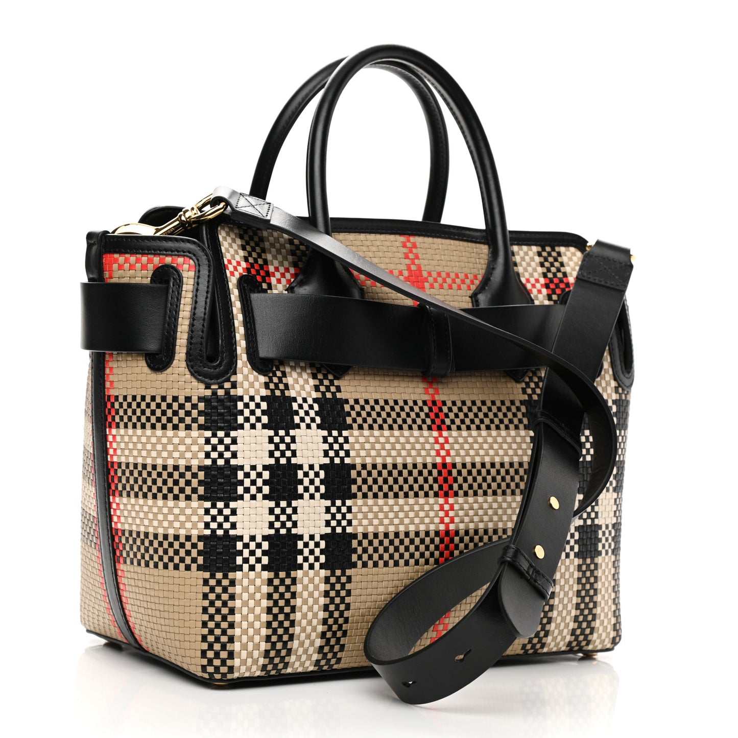 Calfskin Woven Vintage Check Triple Stud Mini Belt Bag Archive Beige