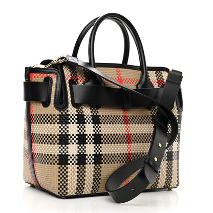 Burberry Calfskin Woven Vintage Check Triple Stud Mini Belt Bag Archive Beige 3 of 11