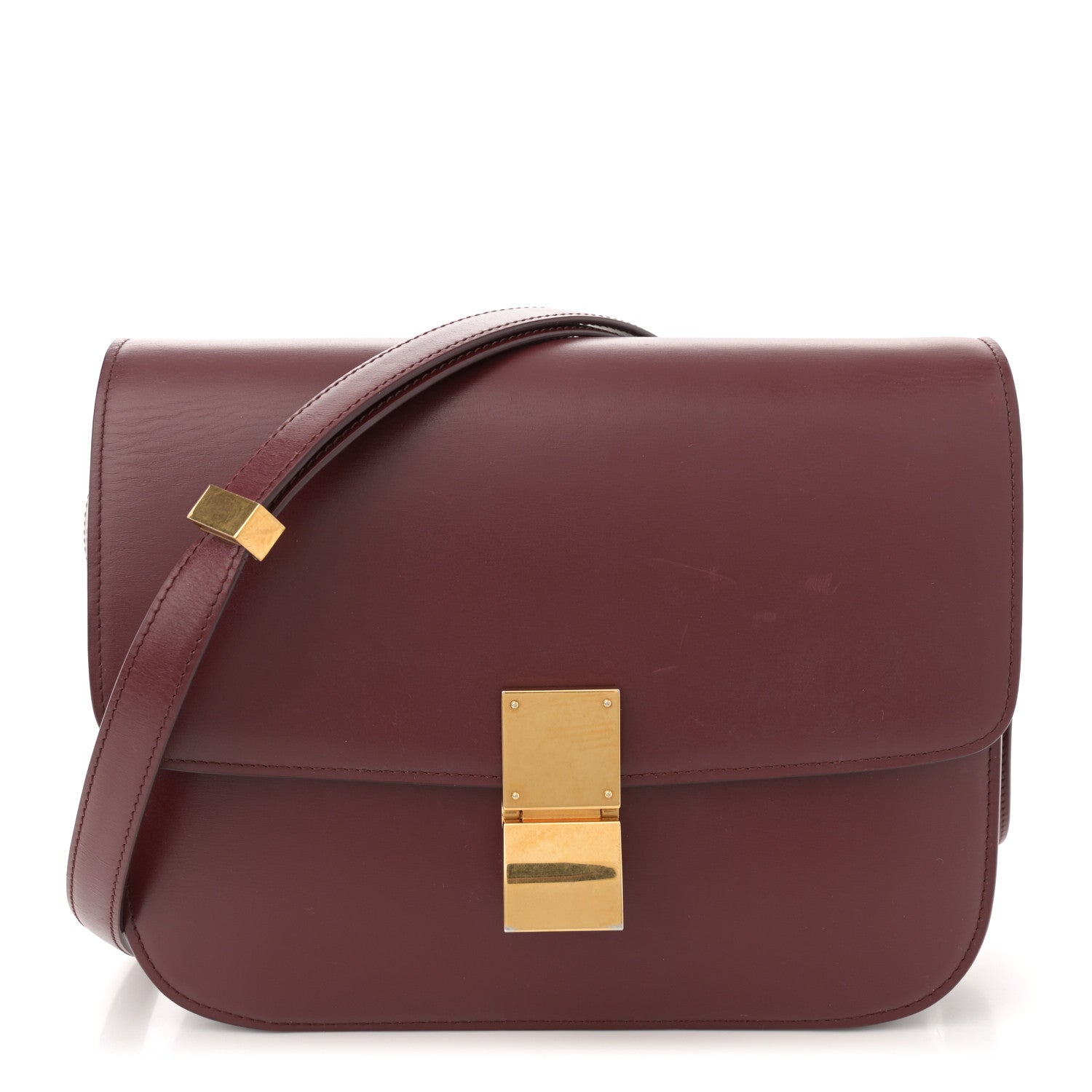 Celine Box Calfskin Medium Classic Box Flap Bag Burgundy 1 of 13