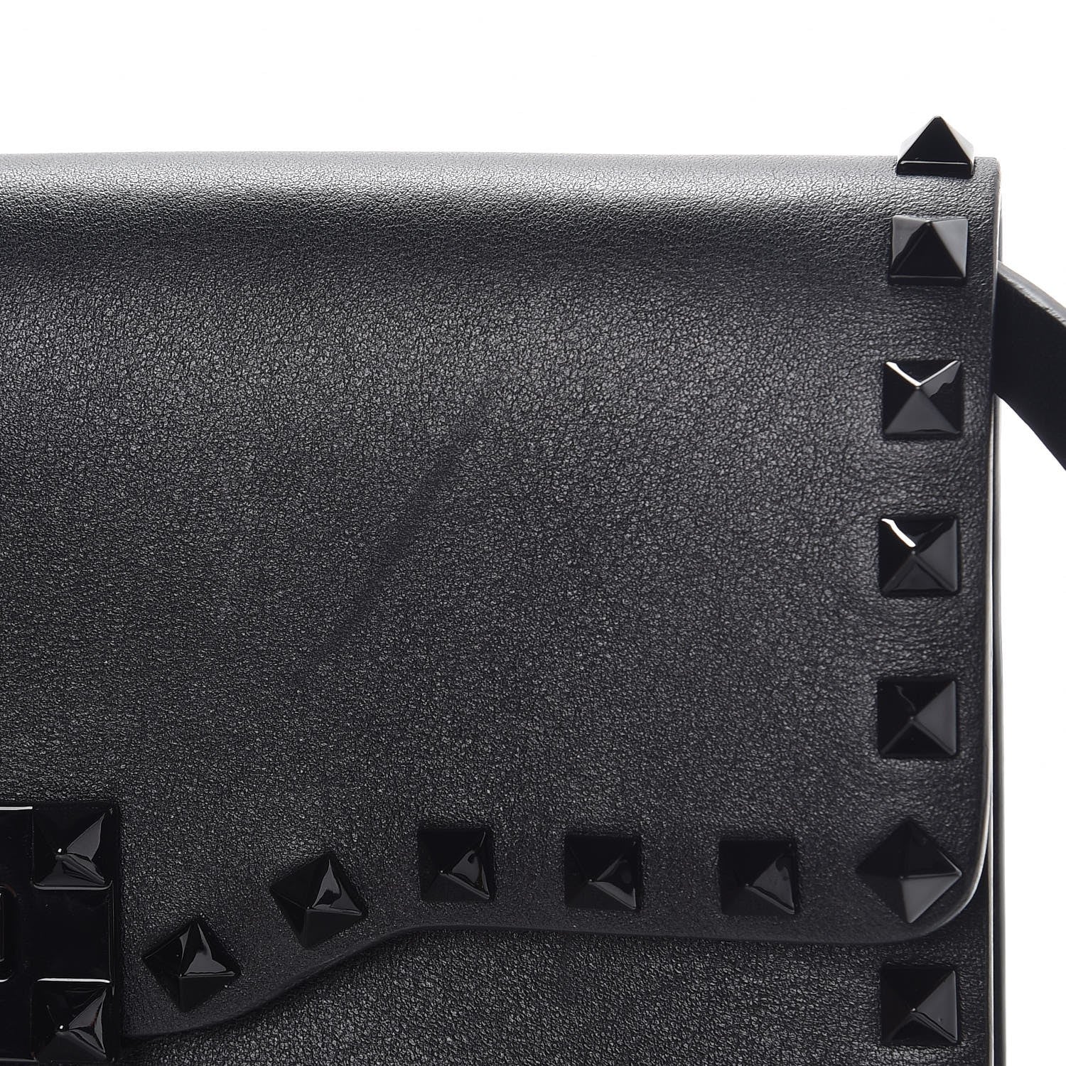 Valentino Garavani Vitello Monochrome Medium Rockstud Flip Lock Crossbody Bag Black 7 of 7