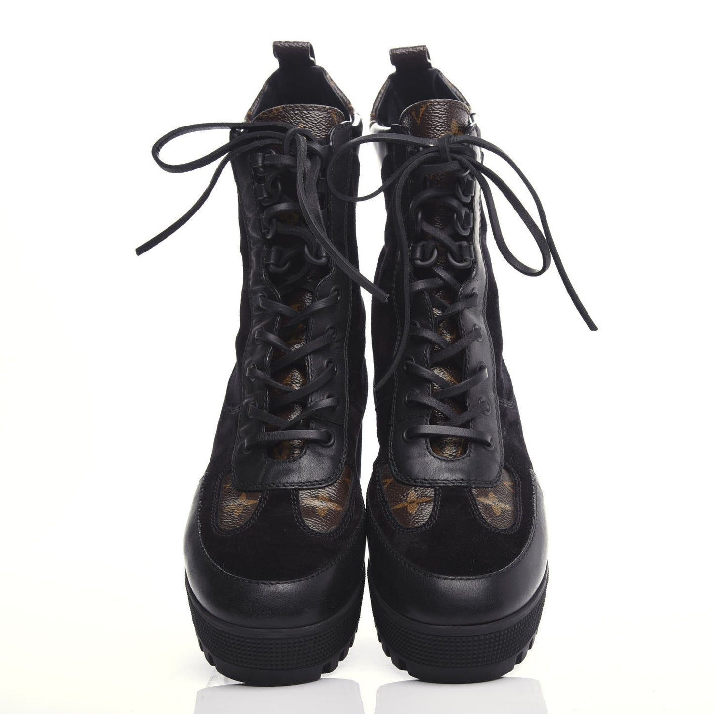 Suede Calfskin Monogram Laureate Platform Desert Boots 40 Black