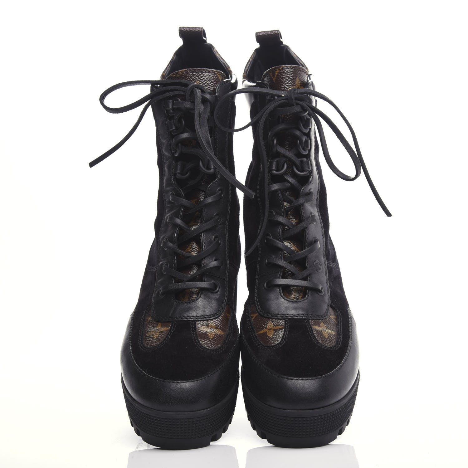 Louis Vuitton Suede Calfskin Monogram Laureate Platform Desert Boots 40 Black 5 of 10