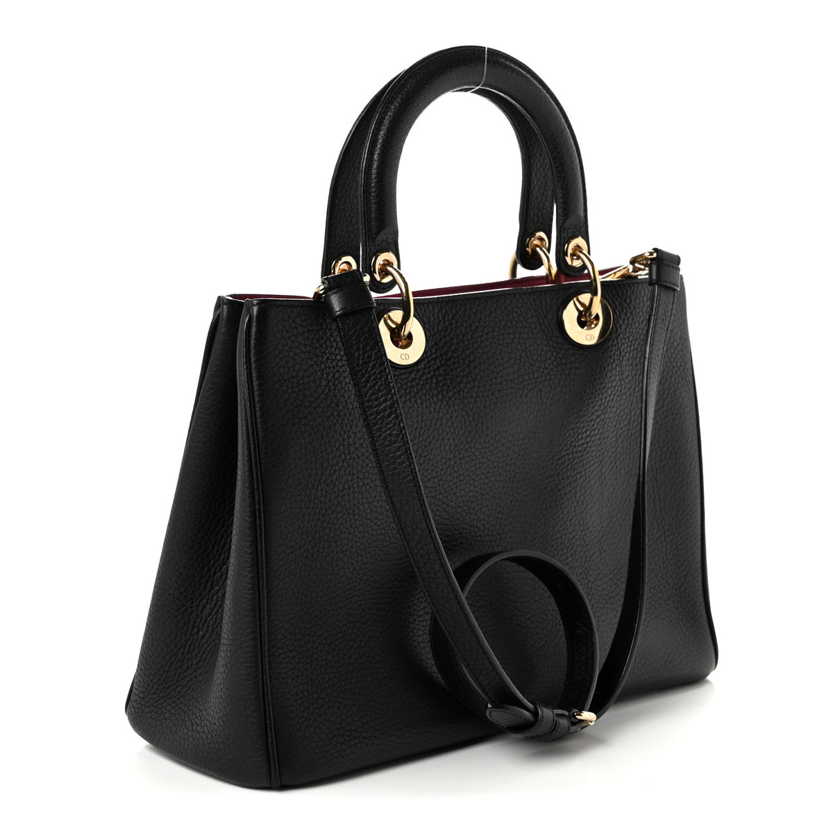 Christian Dior Bullcalf Medium Diorissimo Tote Black Rose Indien 3 of 11