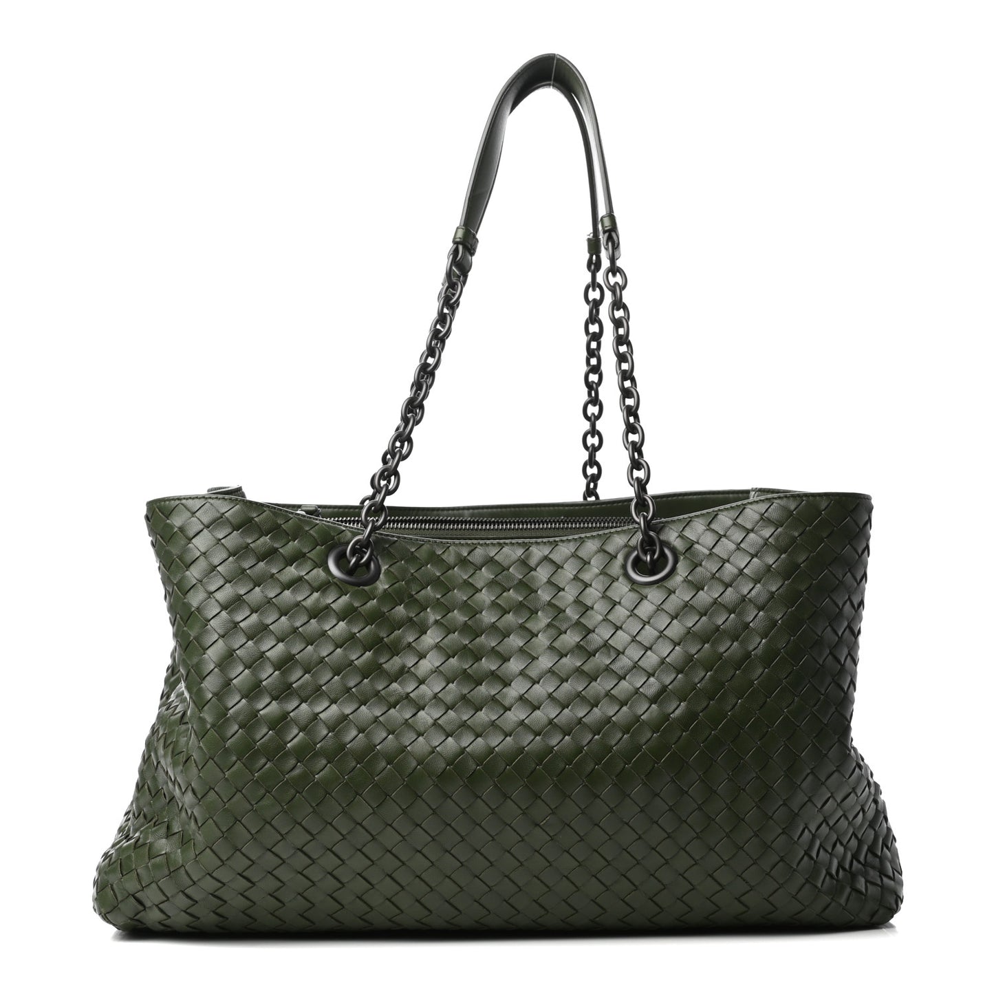 Nappa Intrecciato Large Classic Chain Strap Tote Green