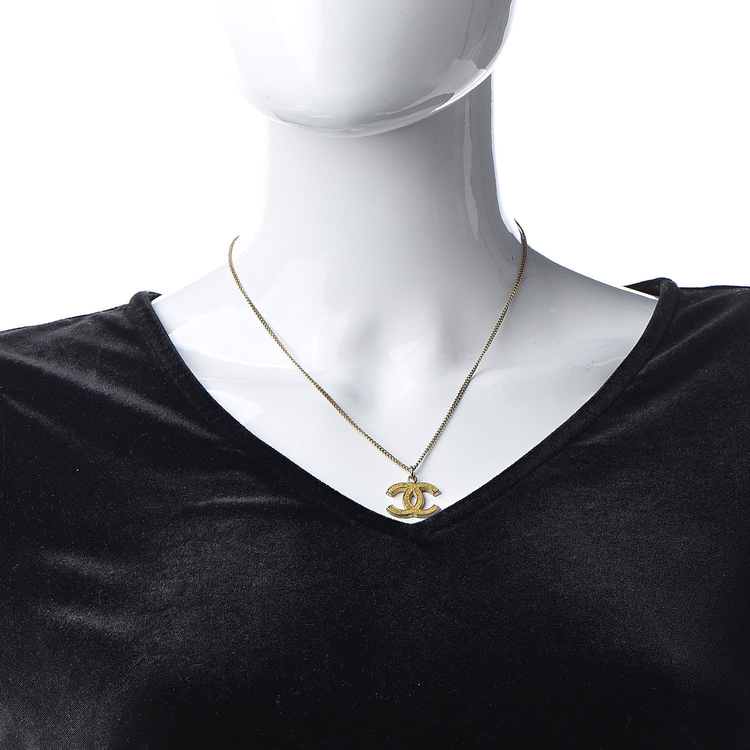 Chanel CC Pendant Necklace Gold 2 of 6