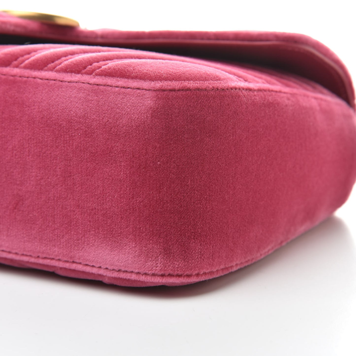 Velvet Matelasse Small GG Marmont Shoulder Bag Fuchsia Violet Cyclamen