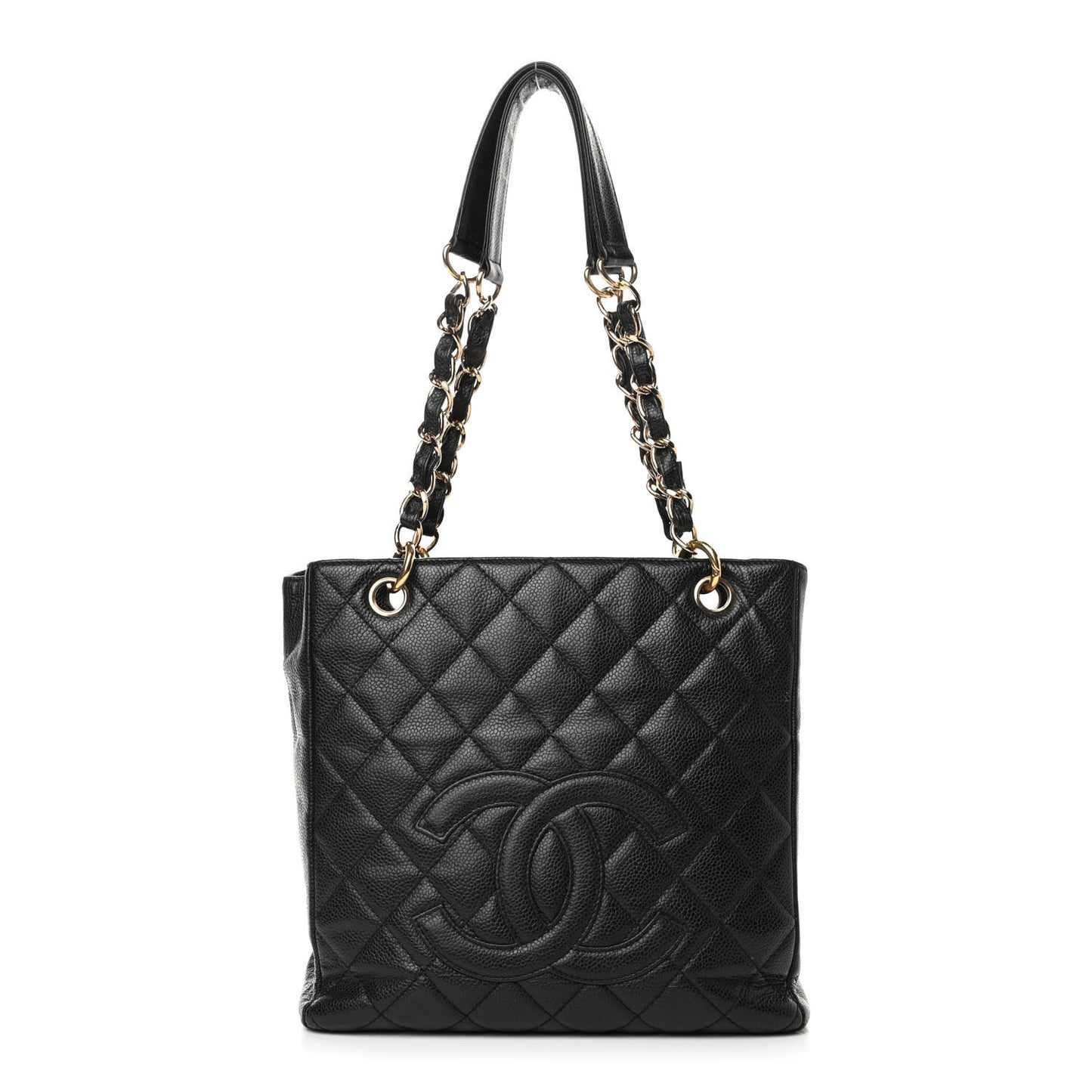 Caviar Quilted Petit Shopping Tote PST Black